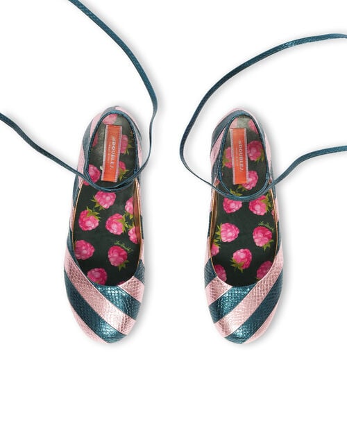 La Doublej Ballerina Flats Acquamarine In Faux Python