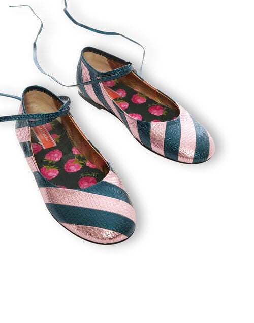 La Doublej Ballerina Flats Acquamarine In Faux Python