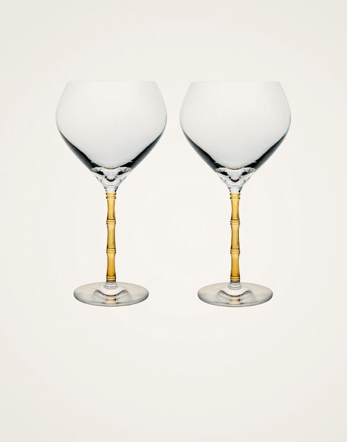 la doublej Bamboo Balloon Glasses Set Of 2 Solid Amber in Crystal Glass