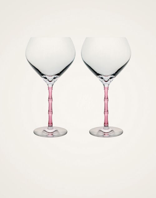 la doublej Bamboo Balloon Glasses Set Of 2 Solid Pink in Crystal Glass
