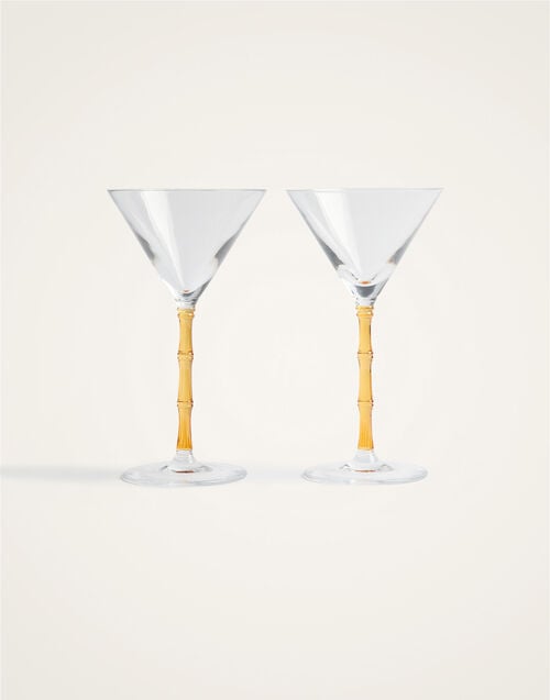 la doublej Bamboo Martini Glasses Set Of 2 Solid Amber in Crystal Glass