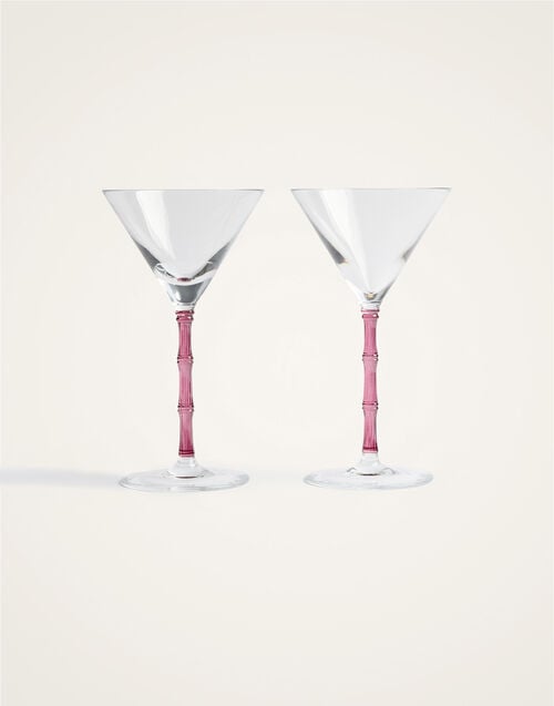 la doublej Bamboo Martini Glasses Set Of 2 Solid Pink in Crystal Glass