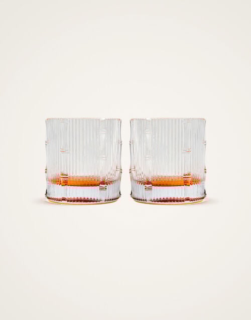 la doublej Bamboo Tumbler Set Of 2 Solid Amber in Crystal Glass
