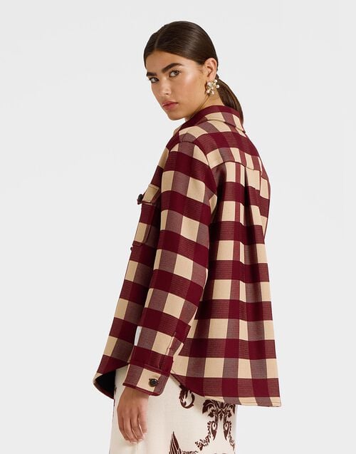 La Doublej Better Than Your Boyfriend's Jacket Checkers Burgundy In Viscose Tailoring