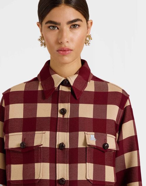 La Doublej Better Than Your Boyfriend's Jacket Checkers Burgundy In Viscose Tailoring