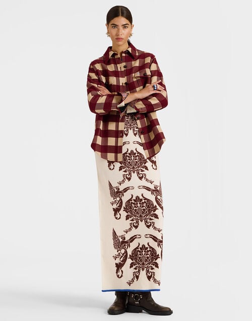 La Doublej Better Than Your Boyfriend's Jacket Checkers Burgundy In Viscose Tailoring