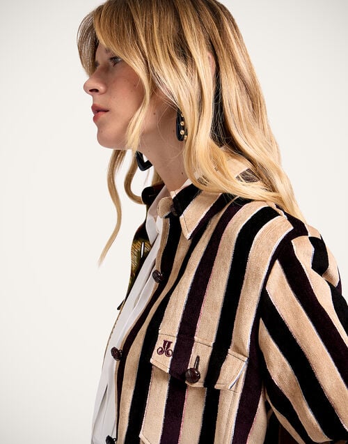 La Doublej Better Than Your Boyfriend's Jacket Stripes Light Beige In Corduroy