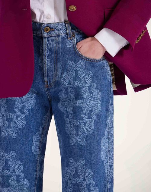 La Doublej Better Than Your Boyfriend's Jeans Bast Blue In Laser-Printed Denim