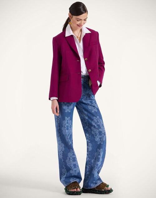 la doublej Better Than Your Boyfriend's Jeans Bast Blue in Laser-Printed Denim