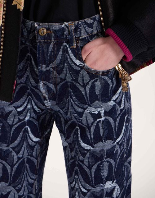 La Doublej Better Than Your Boyfriend's Jeans Papyrus Navy In Jacquard Denim