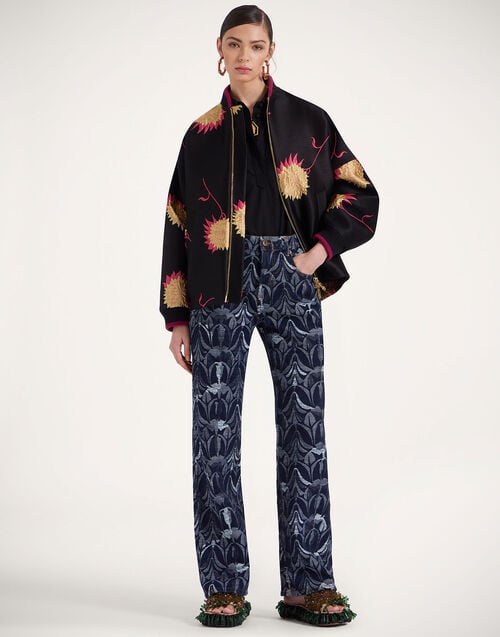 la doublej Better Than Your Boyfriend's Jeans Papyrus Navy in Jacquard Denim