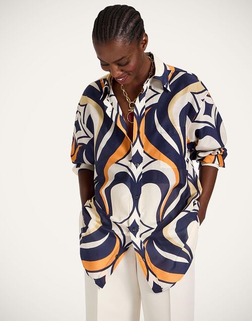 la doublej Better Than Your Boyfriend's Shirt Jive Macro White in Cotton Silk