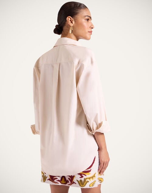 La Doublej Better Than Your Boyfriend's Shirt Solid Pale Pink In Embroidered Cotton Poplin