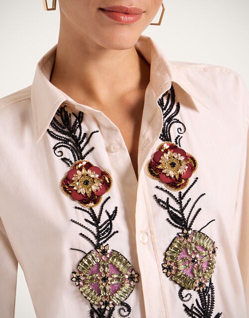 La Doublej Better Than Your Boyfriend's Shirt Solid Pale Pink In Embroidered Cotton Poplin