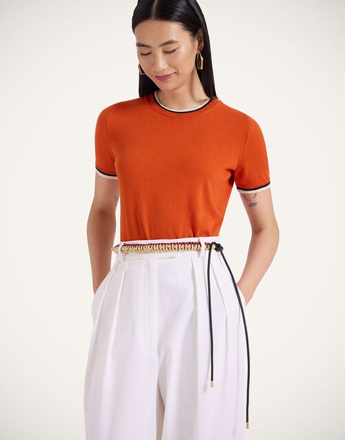 la doublej Better Together Belt Bicolor Brown & Ivory in Embroidered Rope