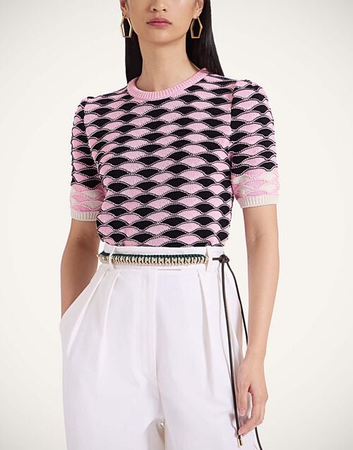 la doublej Better Together Belt Bicolor Emerald & Ivory in Embroidered Rope