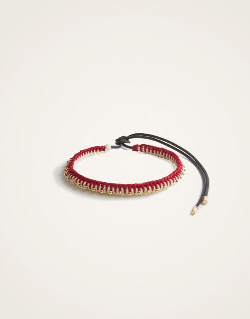 La Doublej Better Together Belt Bicolor Red & Ivory In Embroidered Rope