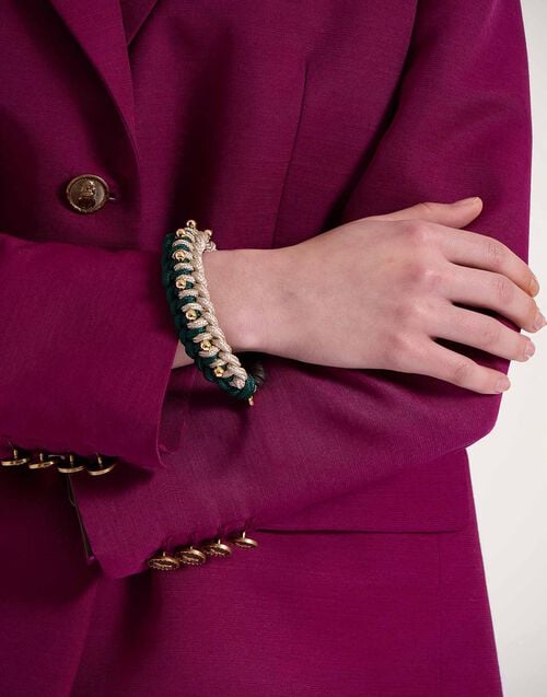 la doublej Better Together Bracelet Bicolor Emerald & Ivory in Embroidered Rope