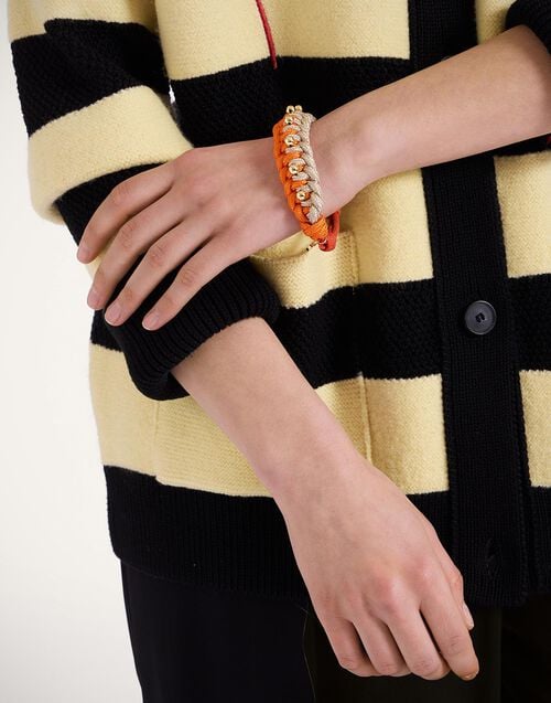 la doublej Better Together Bracelet Bicolor Orange & Ivory in Embroidered Rope