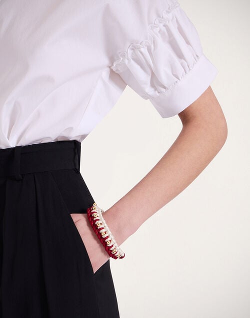 la doublej Better Together Bracelet Bicolor Red & Ivory in Embroidered Rope