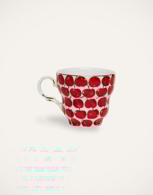 La Doublej Big Mama Cup And Saucer Cherries Avorio In Porcelain