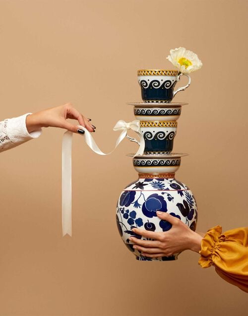 La Doublej Big Mama Cup And Saucer Odysseus In Porcelain