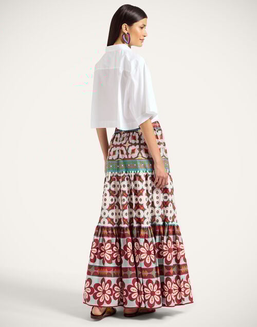 La Doublej Big Skirt Pagoda Placée Rust In Cotton Muslin