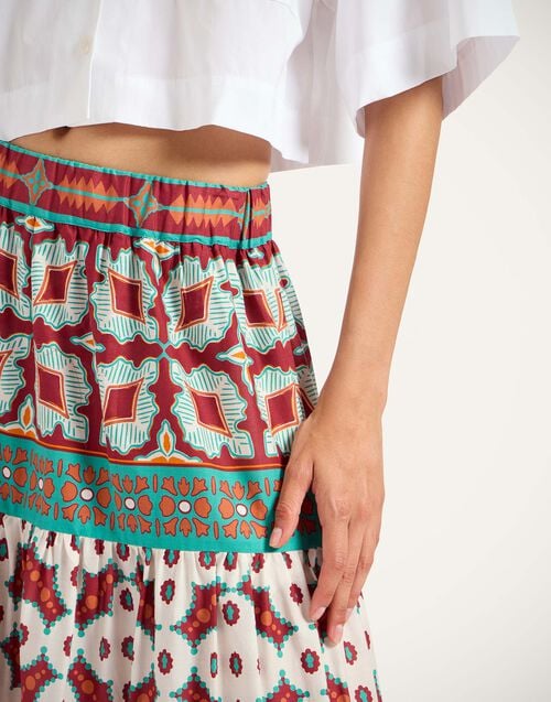 La Doublej Big Skirt Pagoda Placée Rust In Cotton Muslin