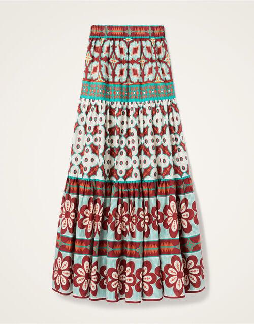 La Doublej Big Skirt Pagoda Placée Rust In Cotton Muslin