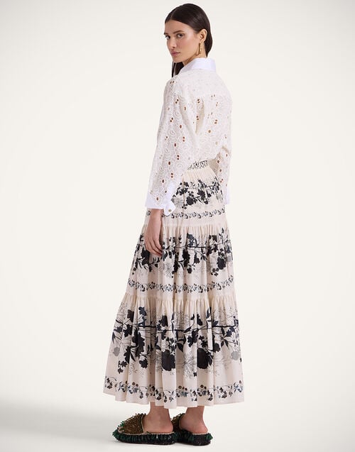 La Doublej Big Skirt Stilo Placée Ivory In Cotton Voile