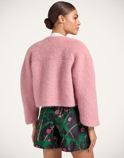 La Doublej Blair Jacket Solid Pink In Hairy Coat Wool