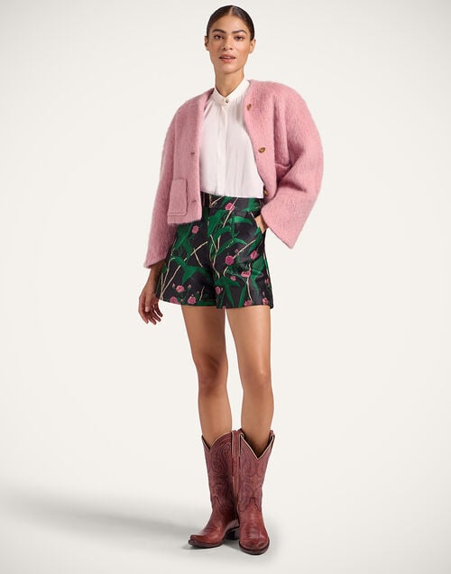 La Doublej Blair Jacket Solid Pink In Hairy Coat Wool