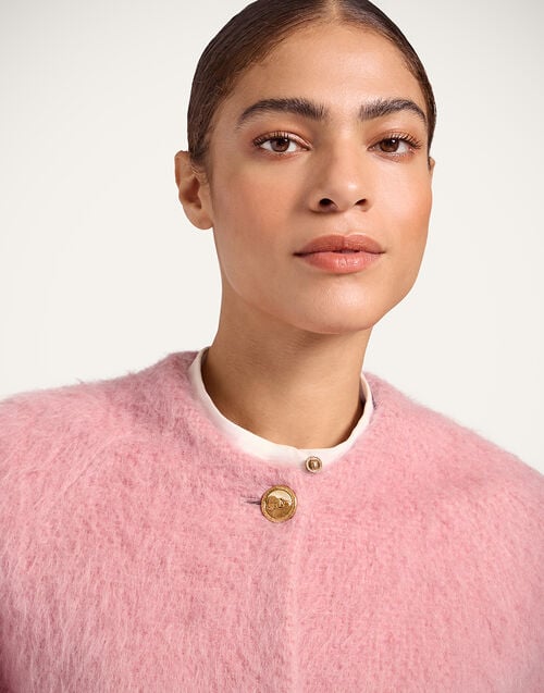 La Doublej Blair Jacket Solid Pink In Hairy Coat Wool