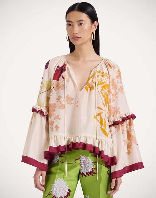 la doublej Boho Blouse Corsage Placée Ivory in Silk Voile