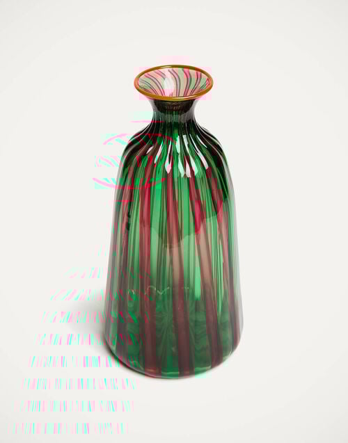La Doublej Bottiglia Vase (Ridged) Verde/Fucsia In Glass