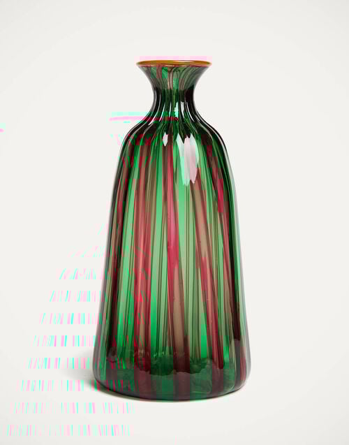 la doublej Bottiglia Vase (Ridged) Verde/Fucsia in Glass