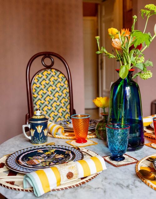 La Doublej Bottiglia Vase (Smooth) Blu/Verde In Glass