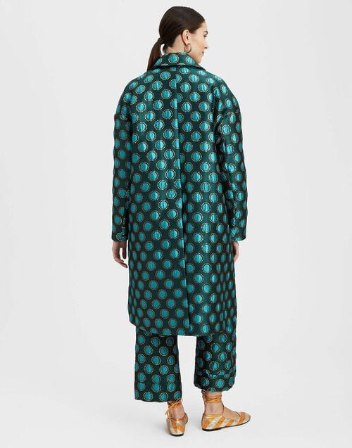La Doublej Boxy Coat Winter Sun Emerald In Jacquard