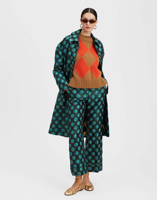 La Doublej Boxy Coat Winter Sun Emerald In Jacquard