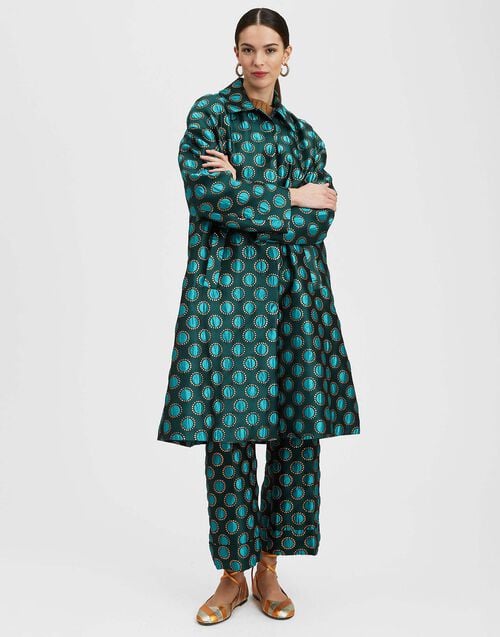 La Doublej Boxy Coat Winter Sun Emerald In Jacquard