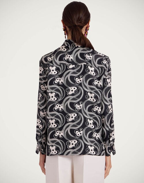 La Doublej Boy Shirt Aperol Black & White In Silk Twill