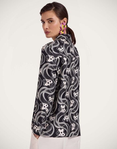 La Doublej Boy Shirt Aperol Black & White In Silk Twill