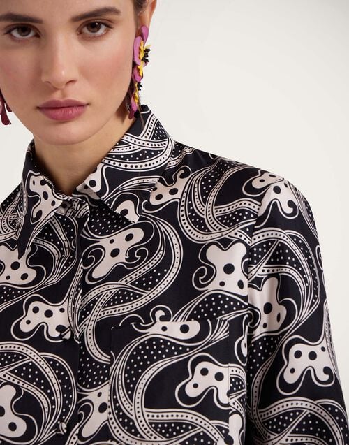 La Doublej Boy Shirt Aperol Black & White In Silk Twill