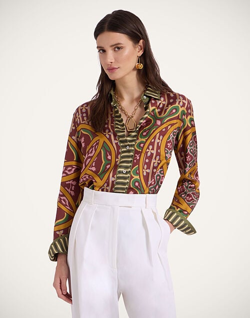 la doublej Boy Shirt Eclipse Placée Yellow in Silk Twill