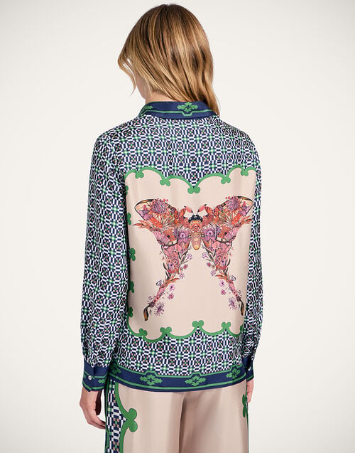 La Doublej Boy Shirt Mariposa Placée Green In Silk Twill