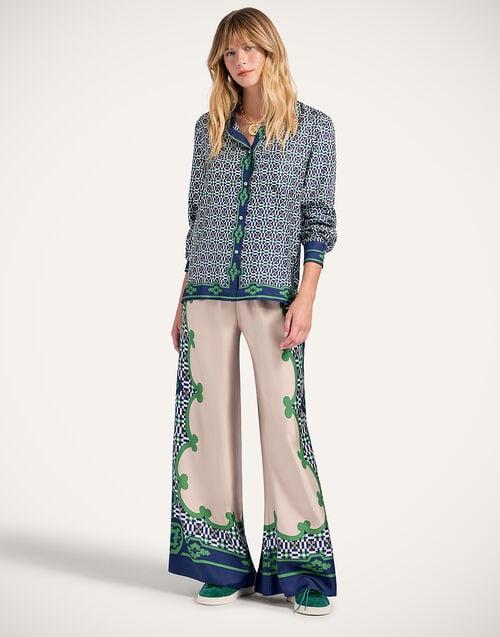 La Doublej Boy Shirt Mariposa Placée Green In Silk Twill