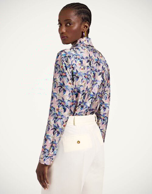 La Doublej Boy Shirt Mini Tropicana Mauve In Silk Twill