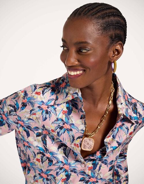 La Doublej Boy Shirt Mini Tropicana Mauve In Silk Twill