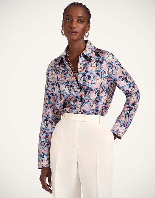 la doublej Boy Shirt Mini Tropicana Mauve in Silk Twill