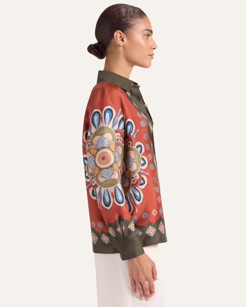 La Doublej Boy Shirt Nucleus Placée Rust In Silk Twill